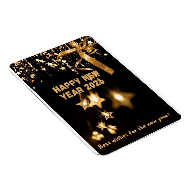 Happy New Year 2026 Gold Star Greeting Card Magnet (Rechte Seite)