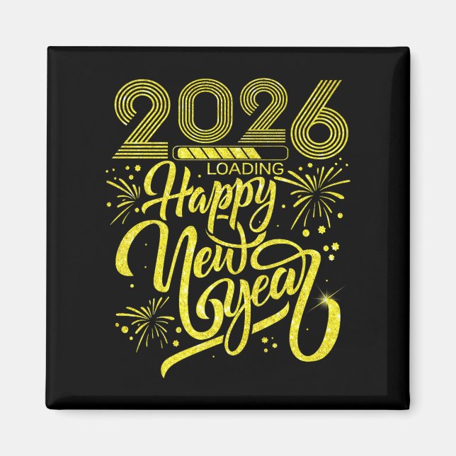 Happy New Year 2026 Loading Fireworks Party Premiu Magnet (Vorne)