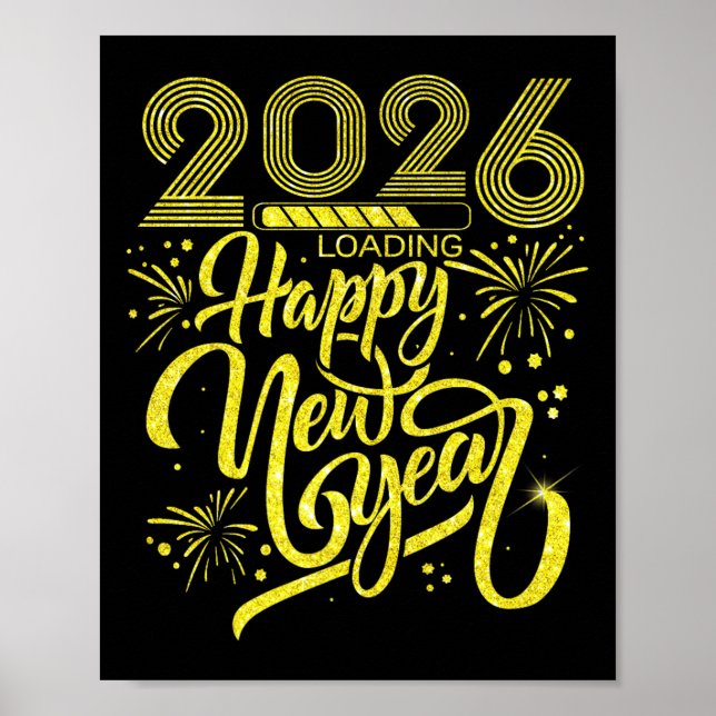 Happy New Year 2026 Loading Fireworks Party Premiu Poster (Vorne)