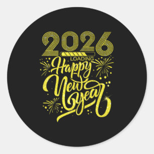 Happy New Year 2026 Loading Fireworks Party Premiu Runder Aufkleber