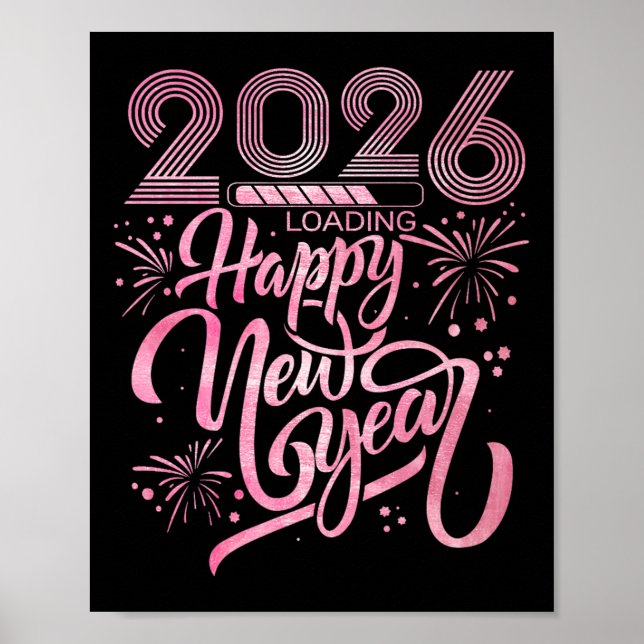 Happy New Year 2026 Loading Fireworks Premium Poster (Vorne)