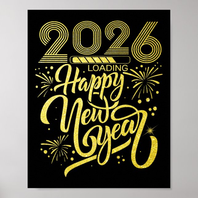 Happy New Year 2026 Loading Silvester Party Poster (Vorne)