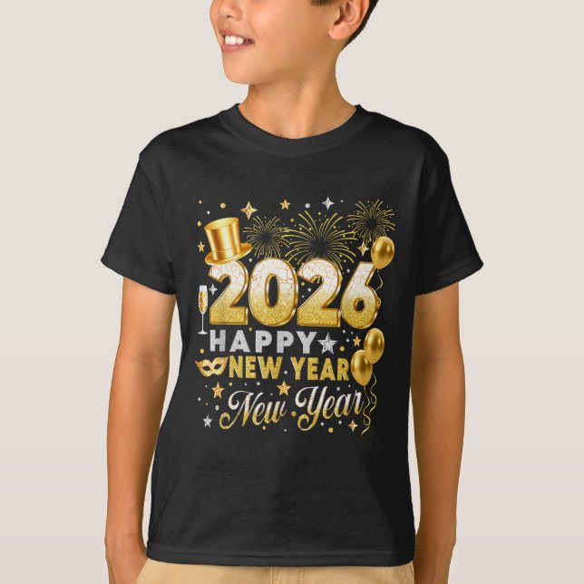Happy New Year 2026 New Year Party Ballon Family M T-Shirt (Vorderseite)