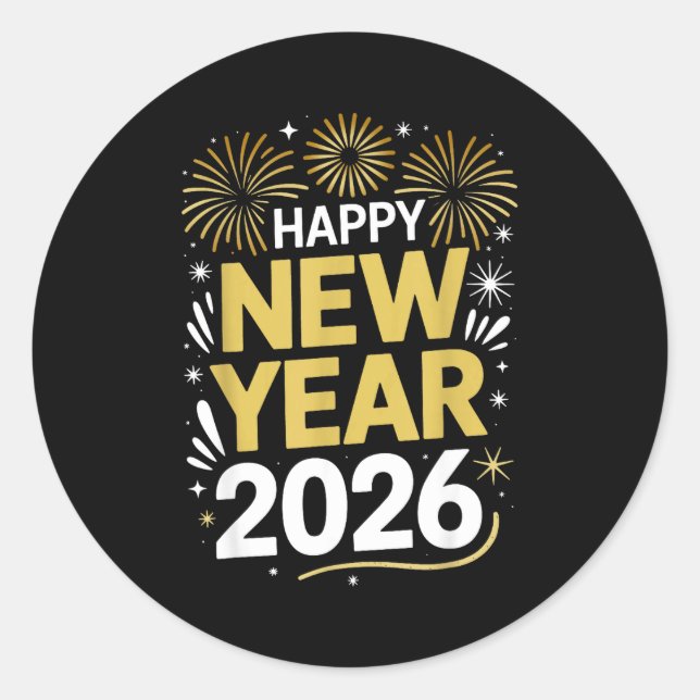 Happy New Year 2026 - New Year's Eve 2026  Runder Aufkleber (Vorderseite)