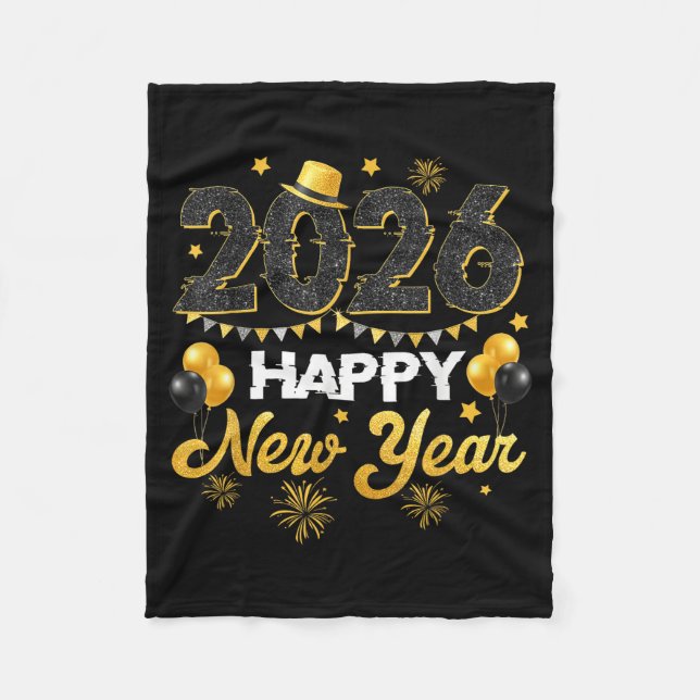 Happy New Year 2026 New Year's Eve Party Countdown Fleecedecke (Vorderseite)