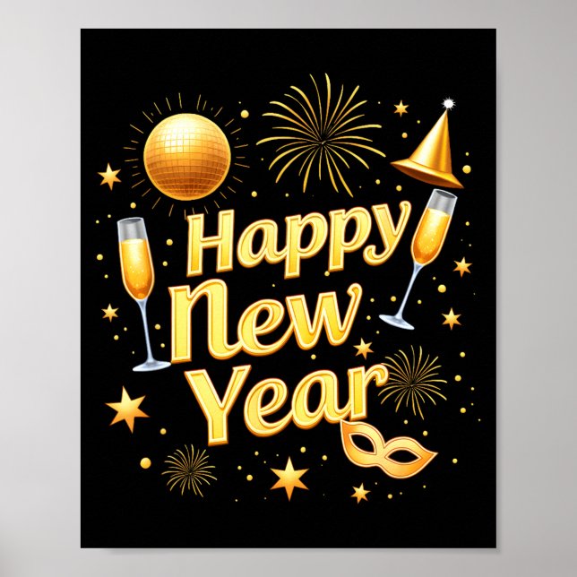 Happy New Year 2026 New Years Eve Party Countdown  Poster (Vorne)