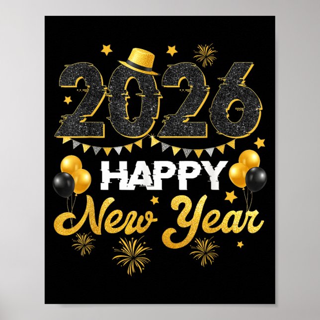 Happy New Year 2026 New Year's Eve Party Countdown Poster (Vorne)