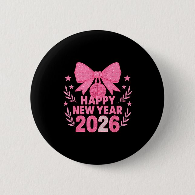 Happy New Year 2026 Nk Bow Coquette Family  Button (Vorderseite)