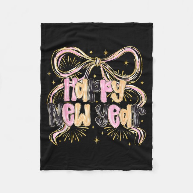 Happy New Year 2026 Party Coquette Bow Girly Women Fleecedecke (Vorderseite)