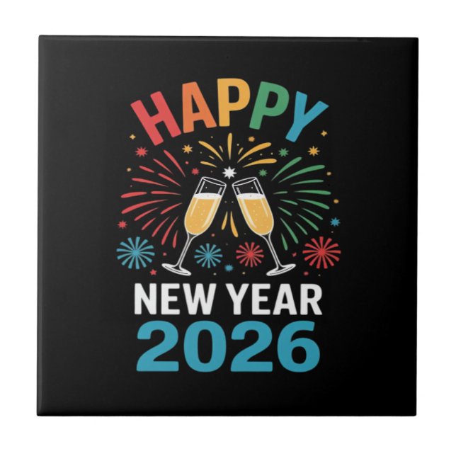 Happy New Year 2026 Party Funny New Years Eve 2026 Fliese (Vorderseite)