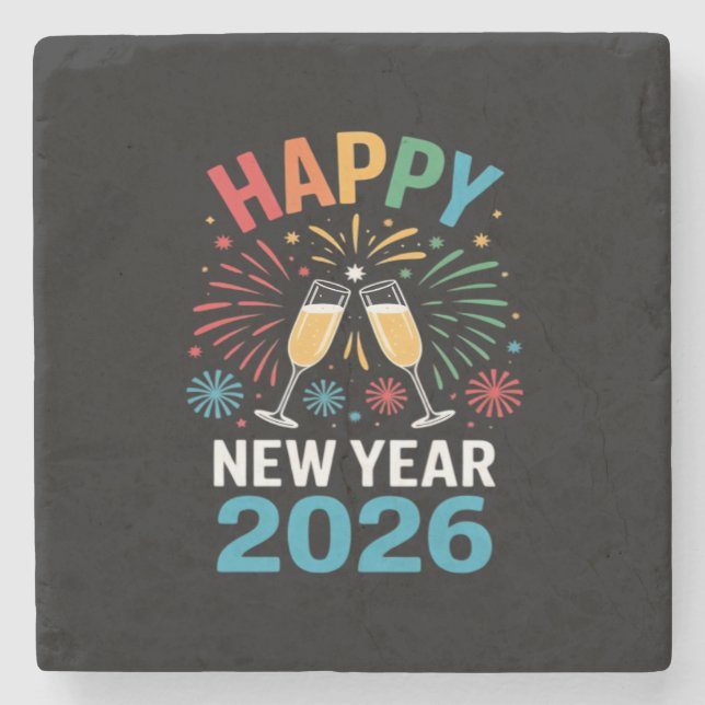 Happy New Year 2026 Party Funny New Years Eve 2026 Steinuntersetzer (Vorderseite)