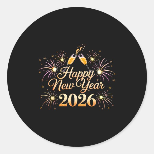 Happy New Year 2026 Party  Runder Aufkleber (Vorderseite)