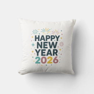 Happy New Year 2026 Pillow – Festive Fireworks Des Kissen
