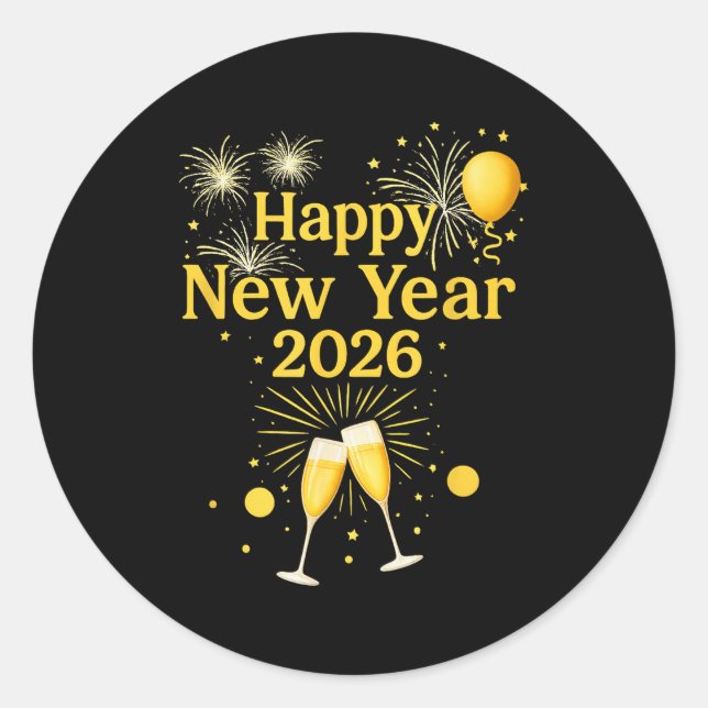 Happy New Year 2026  Runder Aufkleber (Vorderseite)