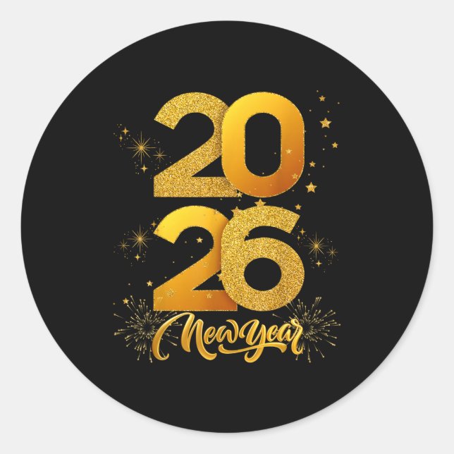 Happy New Year 2026  Runder Aufkleber (Vorderseite)