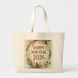 happy new year 2026 rustic tote bag jumbo stoffbeutel