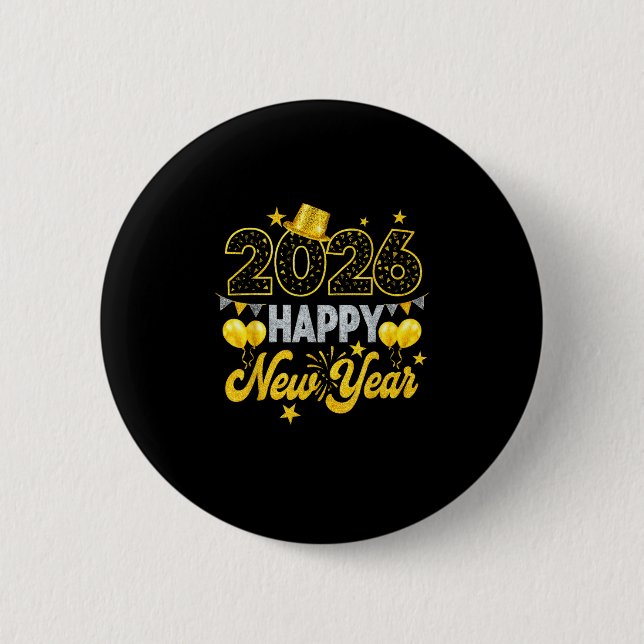Happy New Year 2026 Silvester Party Button (Vorderseite)