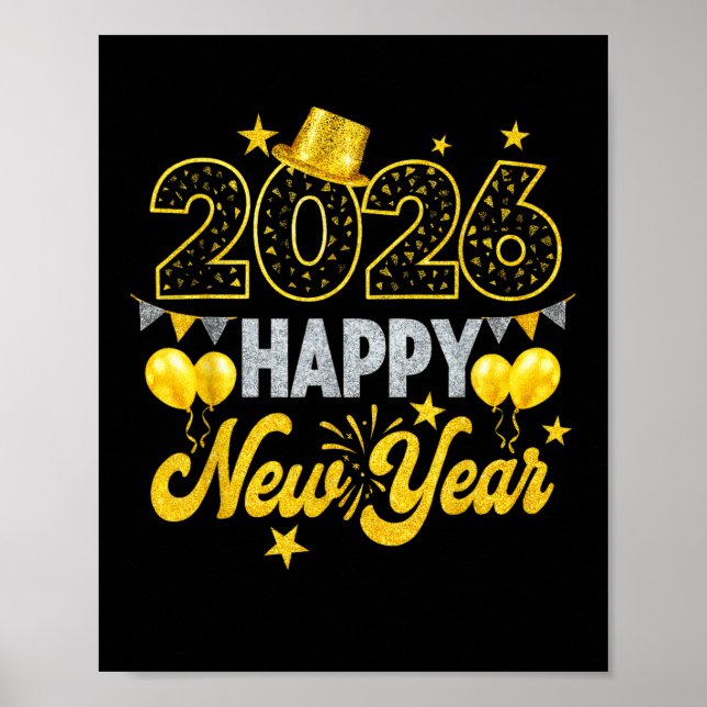 Happy New Year 2026 Silvester Party Poster (Vorne)