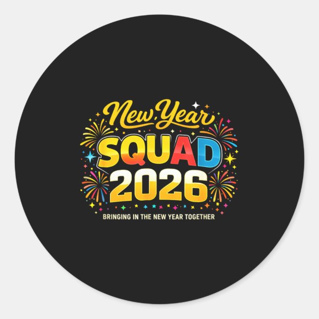 Happy New Year 2026 Squad Crew Fireworks Family Ma Runder Aufkleber (Vorderseite)