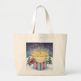 Happy New Year 2026 Tote Bag – Festive Fireworks  Jumbo Stoffbeutel