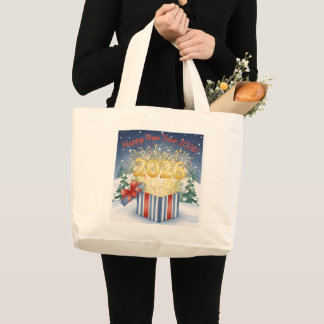 Happy New Year 2026 Tote Bag – Festive Fireworks Jumbo Stoffbeutel