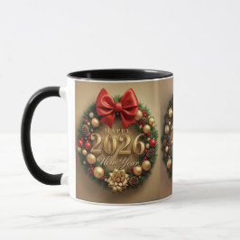 happy new year 2026 warm wreath mug tasse