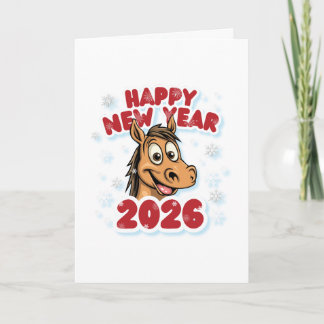 Happy New Year 2026: Year of the Horse Mascot Karte