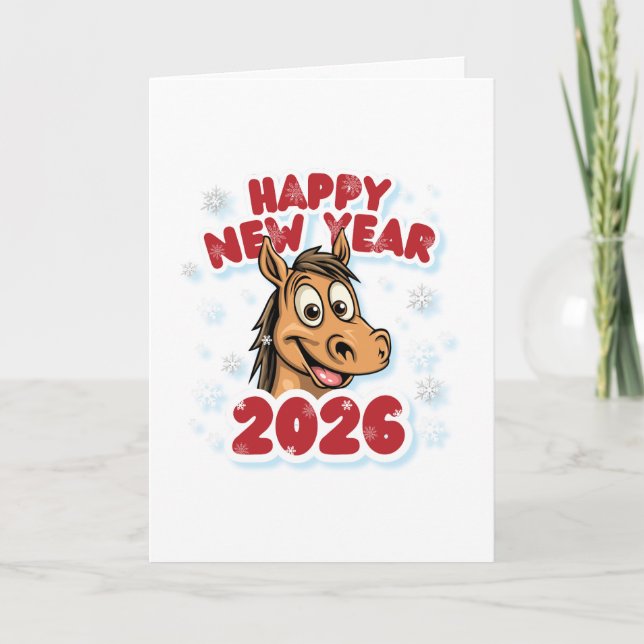 Happy New Year 2026: Year of the Horse Mascot Karte (Vorderseite)
