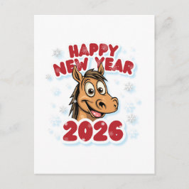 Happy New Year 2026: Year of the Horse Mascot Postkarte