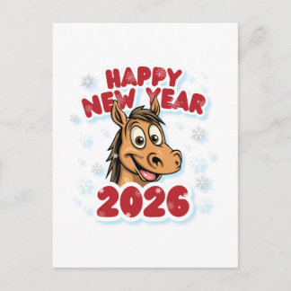 Happy New Year 2026: Year of the Horse Mascot Postkarte