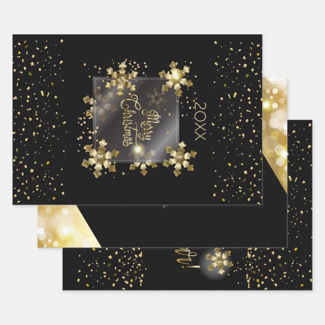 Happy New Year 20XX & Gold Weihnachten Luxus Geschenkpapier Set (Set)