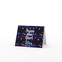 Happy New Year 20xx Holiday Lights Holiday Cards