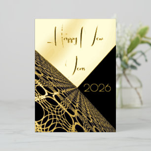 Happy New Year 20xx moderne Gold Spitze auf schwar Folieneinladung