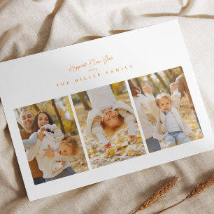 Happy new year 25 minimal 4 Foto Collage orange Feiertagskarte