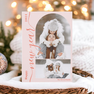 Happy New Year 3 Foto Bogen moderne Drehbuch Orang Feiertagskarte