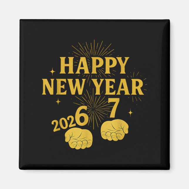 Happy New Year 67 Meme – Funny 2026 Celebration Pa Magnet (Vorne)
