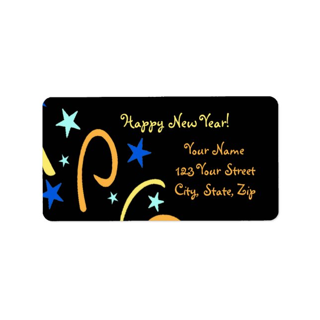 Happy New Year Address Labels Adressaufkleber (Vorne)