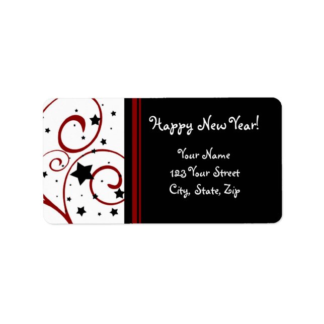 Happy New Year Address Labels Adressaufkleber (Vorne)