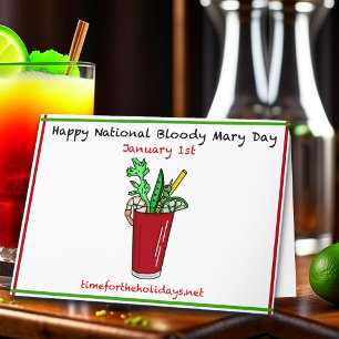 Happy New Year and Bloody Mary Day Recipe Card Karte