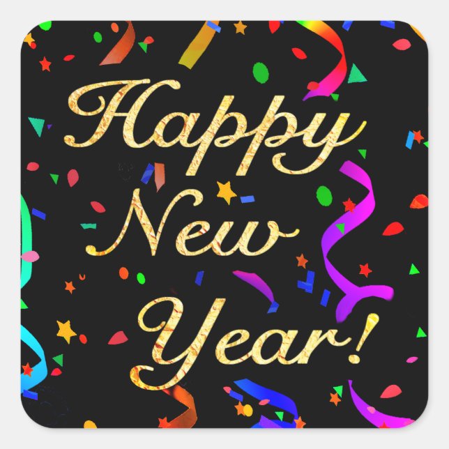 "Happy New Year"-Aufkleber Quadratischer Aufkleber (Vorderseite)