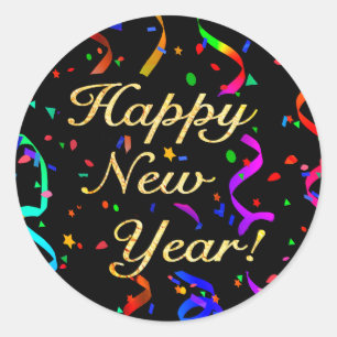 "Happy New Year"-Aufkleber Runder Aufkleber