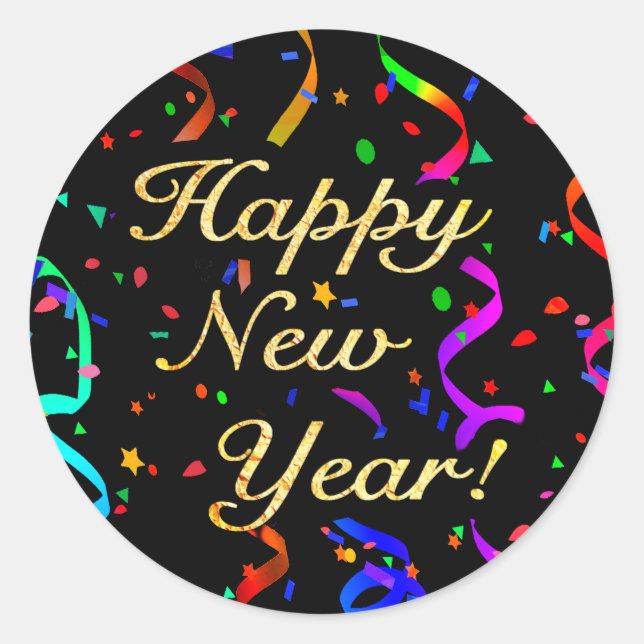 "Happy New Year"-Aufkleber Runder Aufkleber (Vorderseite)