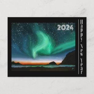 Happy New Year - Aurora Borealis Card Postkarte