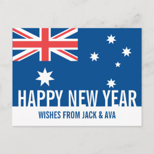 Happy New Year Australian Flag Custom Postkarte
