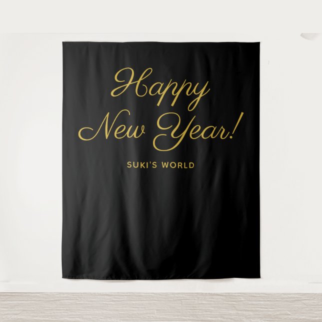Happy New Year Backdrop Tapestry Wandteppich (Vorderseite)