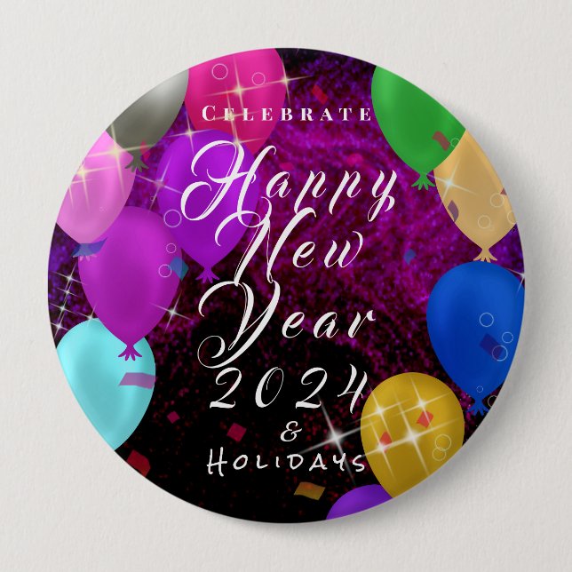 Happy New Year Balloon Button (Vorderseite)