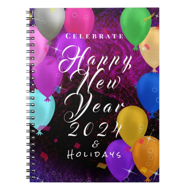 Happy New Year Balloon Notizblock (Vorderseite)