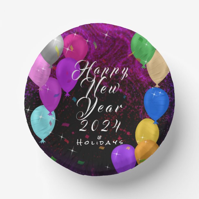 Happy New Year Balloon Pappteller (Vorderseite)