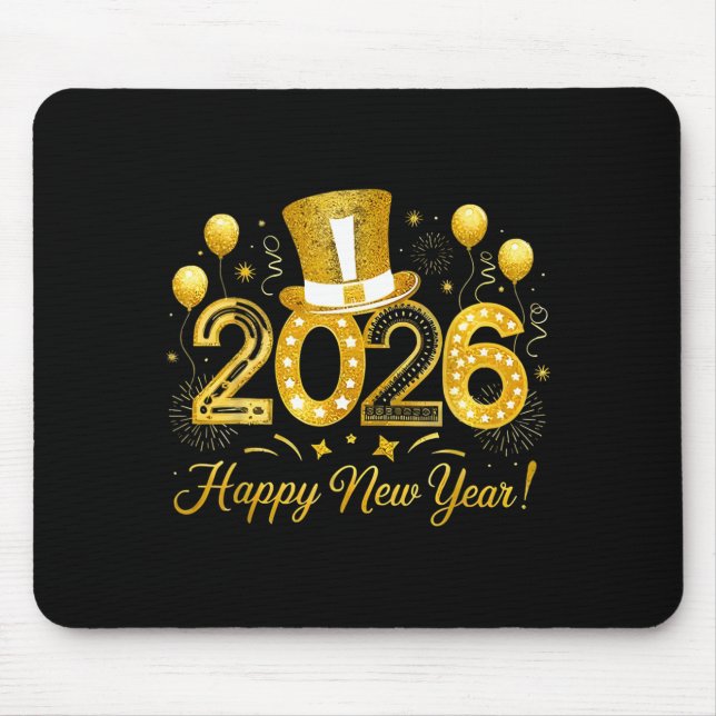Happy New Year Balloons Party 2026 Together Family Mousepad (Vorne)