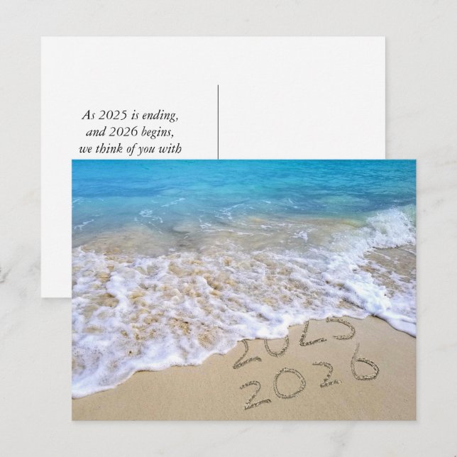 Happy New Year Beach Postkarte (Vorne/Hinten)